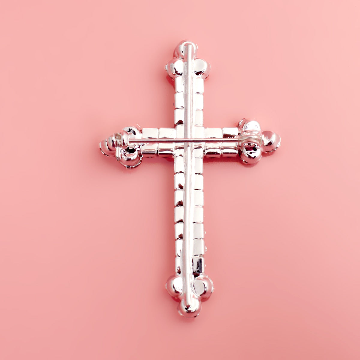 Silver Budded Cross Brooch