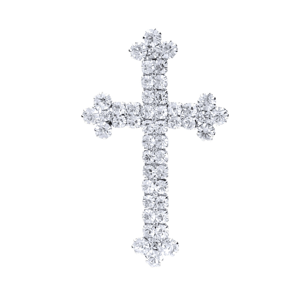 Silver Budded Cross Brooch
