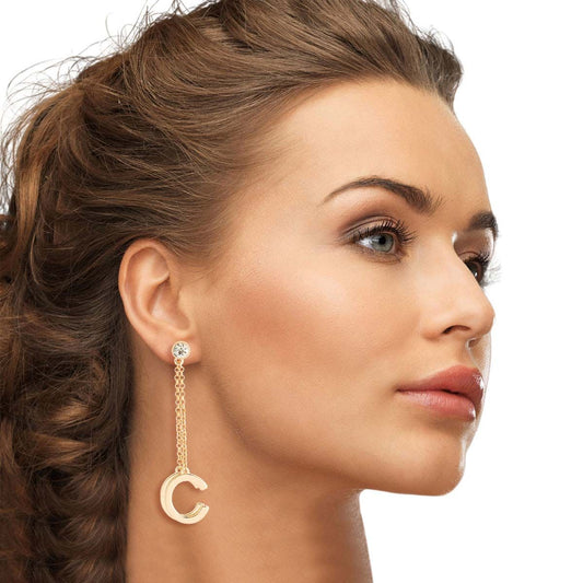 Gold Double C Chain Earrings