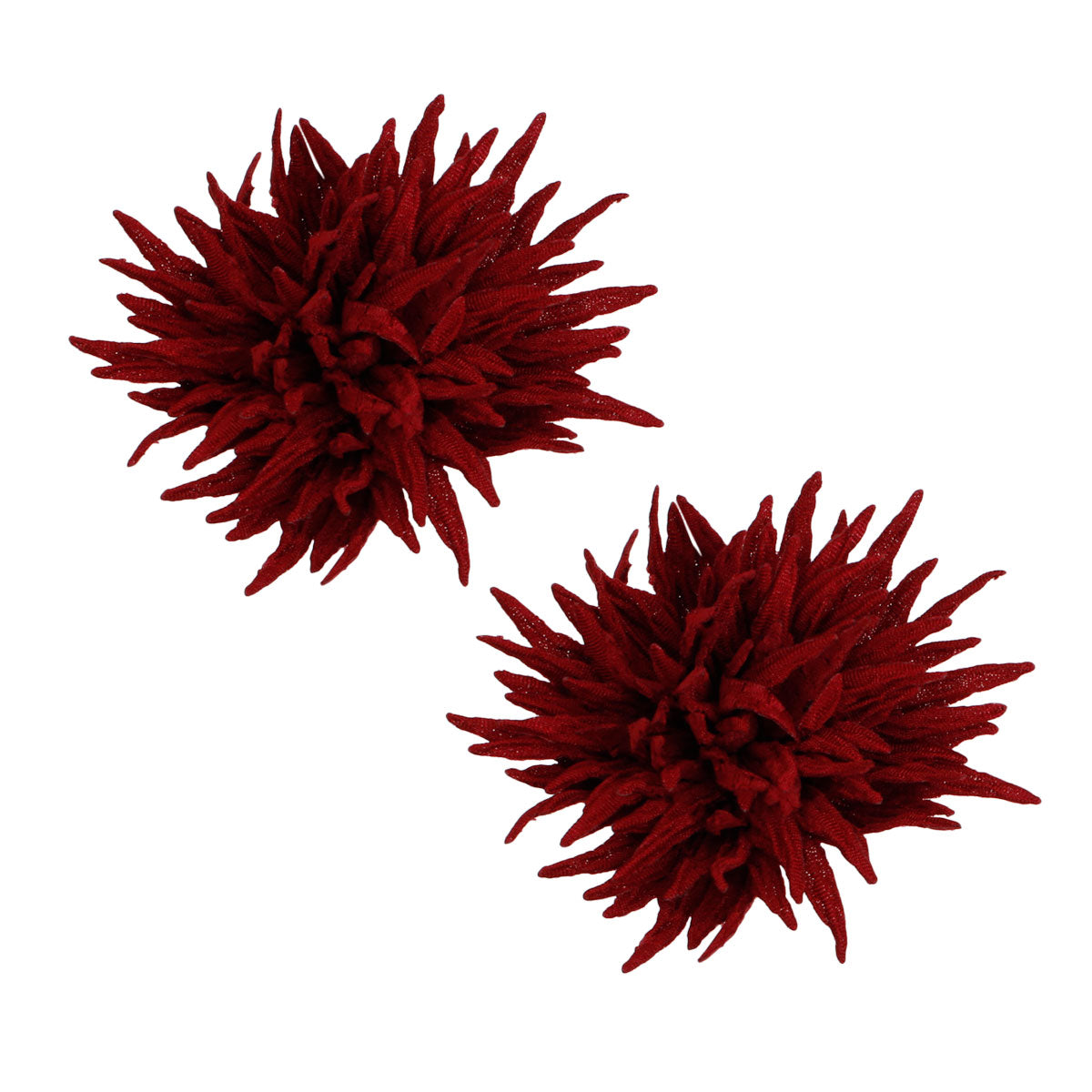 Burgundy Fabric Spikey Stud