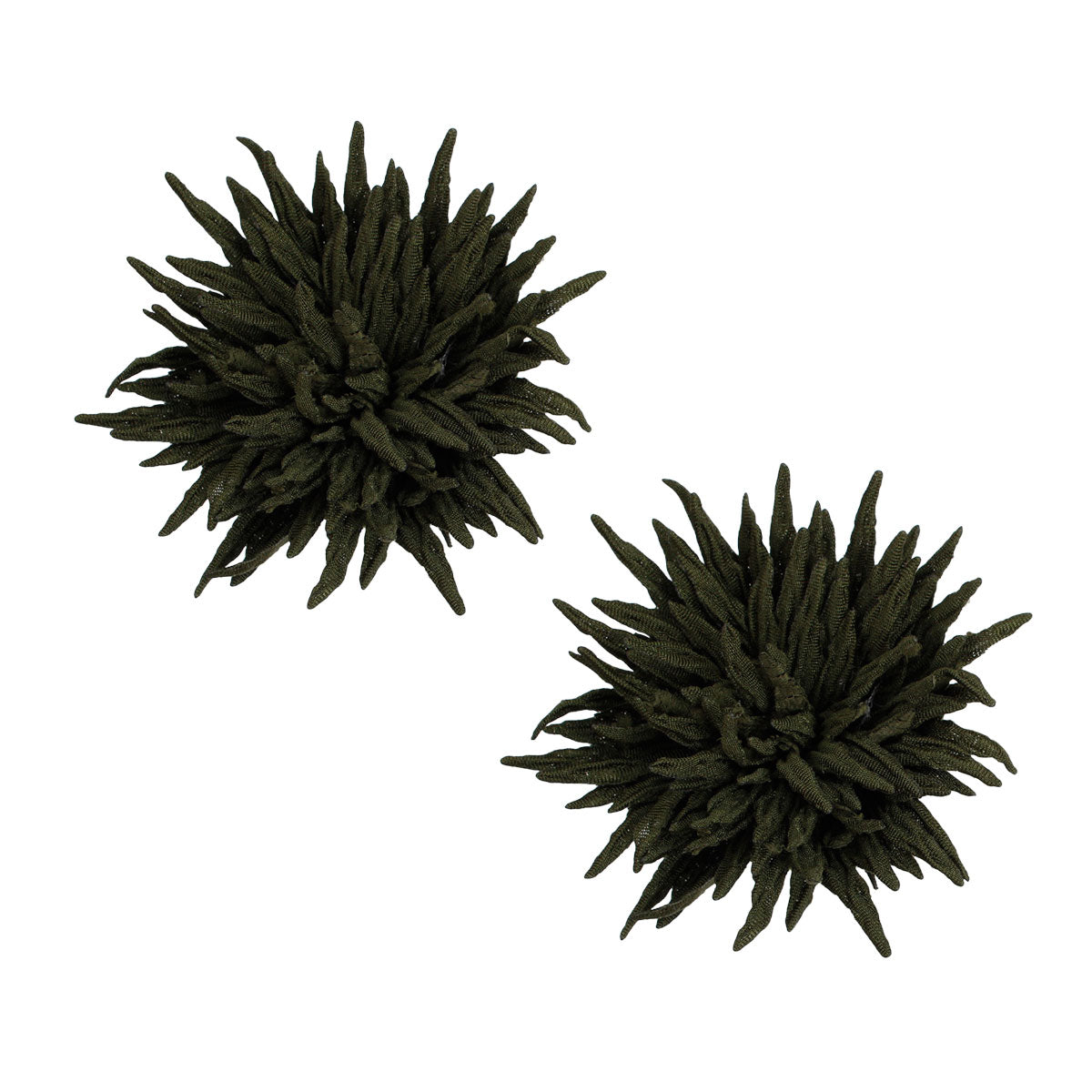 Olive Fabric Spikey Stud