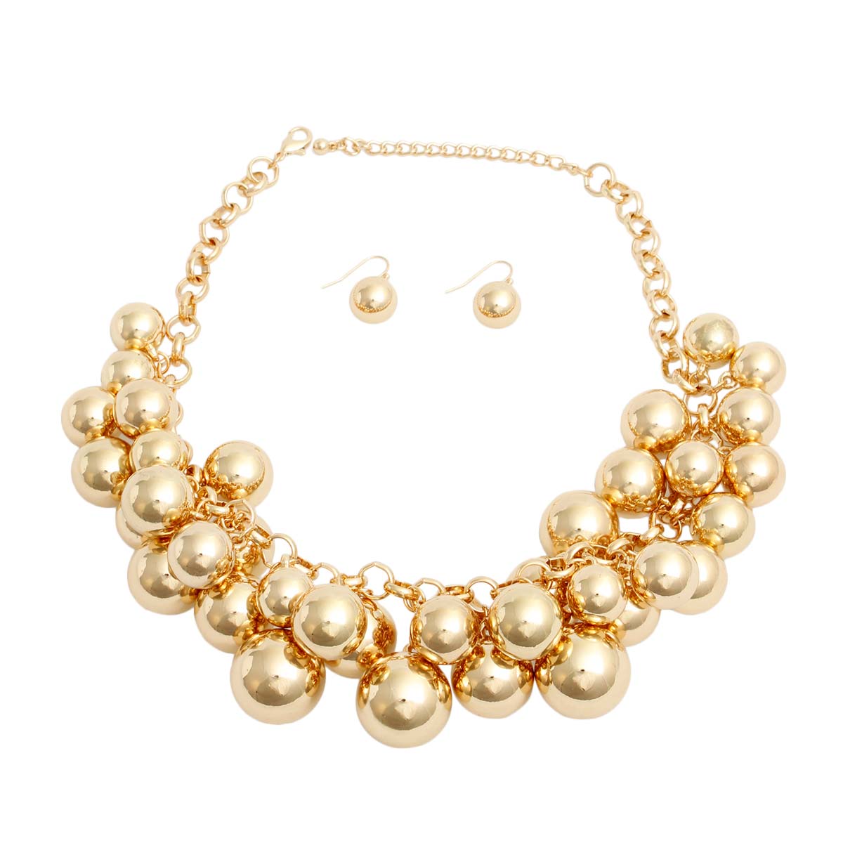 Gold Metal Ball Bead Cluster Collar