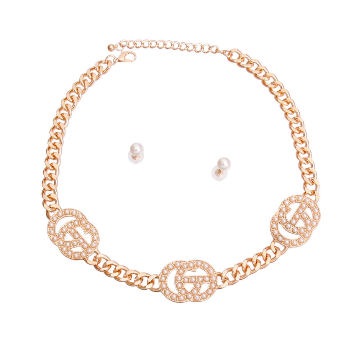 Gold and Pearl Designer GG Chain