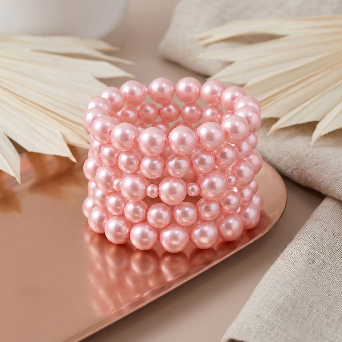 5 Pcs Pink Pearl Bracelets