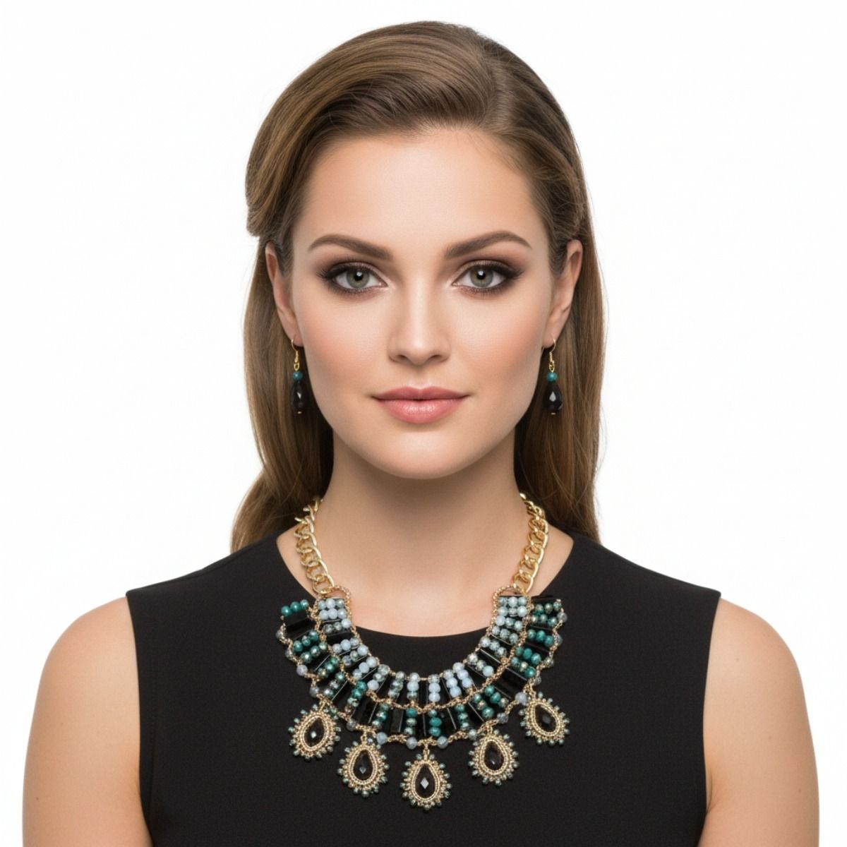 Black and Gold Bead Collar Set