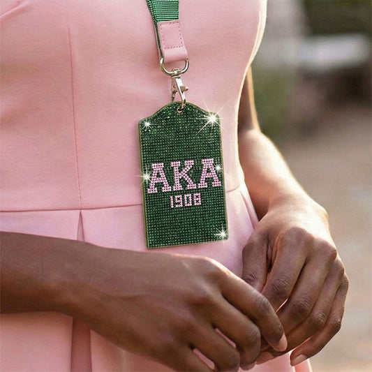 AKA Green Sparkle Sorority Pride ID Badge Holder