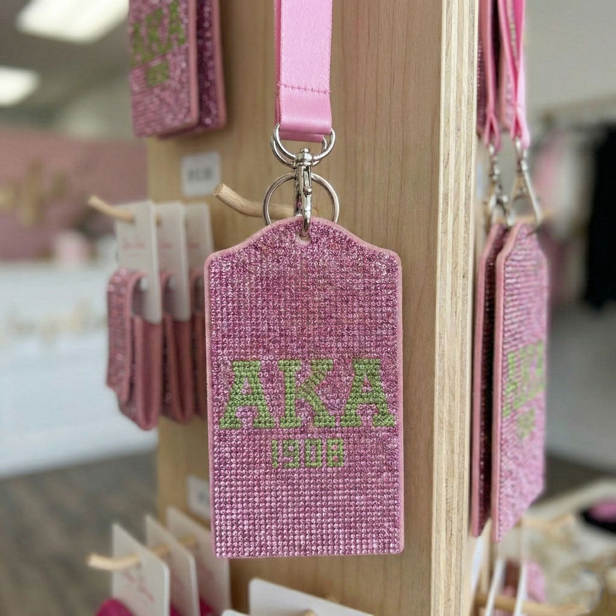 AKA Pink Sparkle Sorority Pride ID Badge Holder