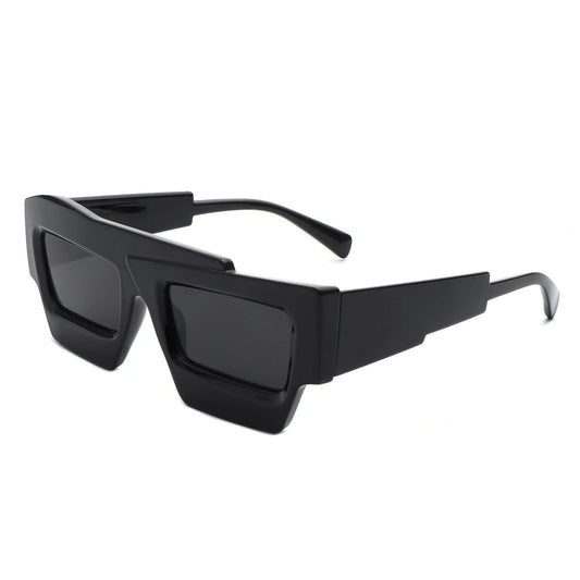 Sunglasses Black Flat Top Irregular Square Women