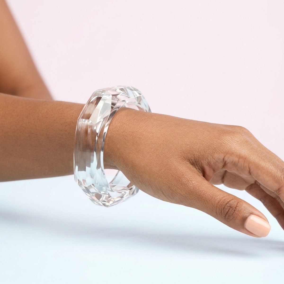 Bangle Transparent Clear Octagon Facet Bracelet