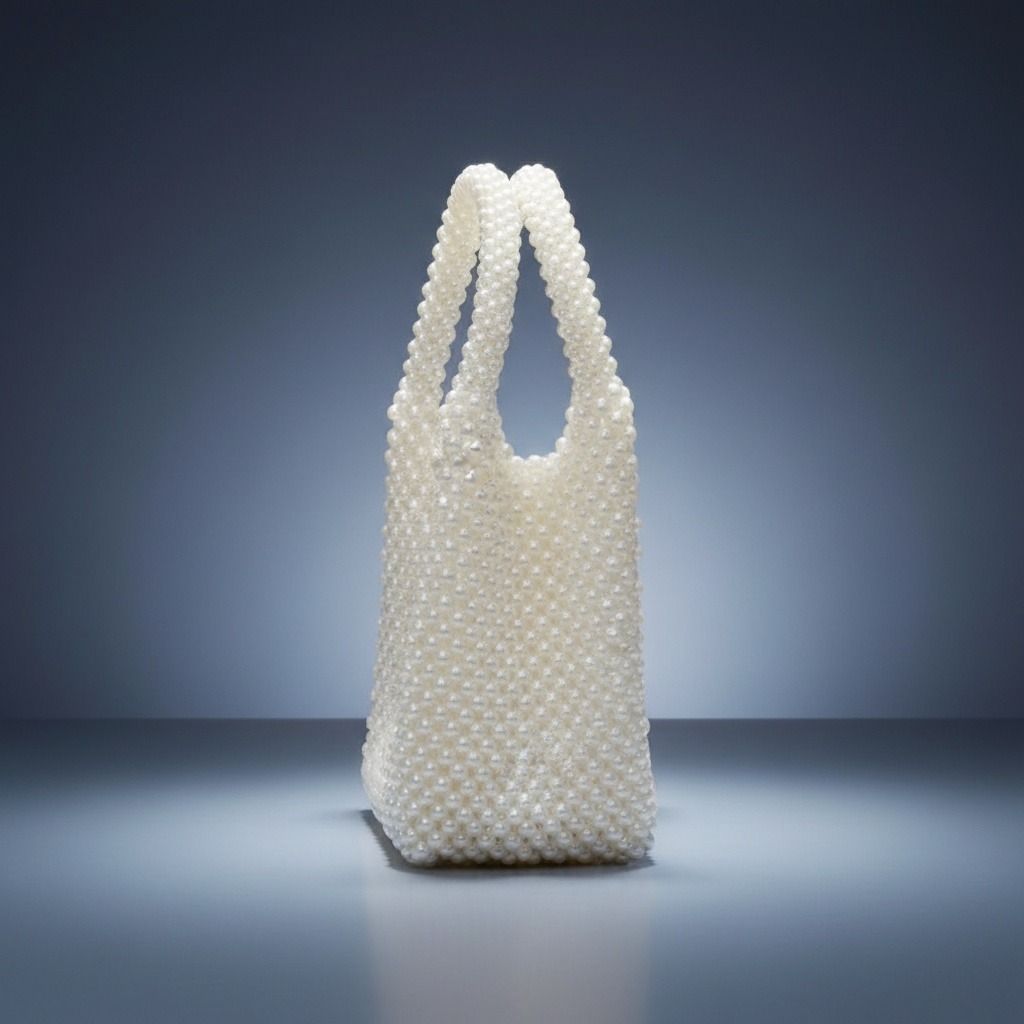 Top Handle Luxe Lady White Pearl Hollywood Handbag