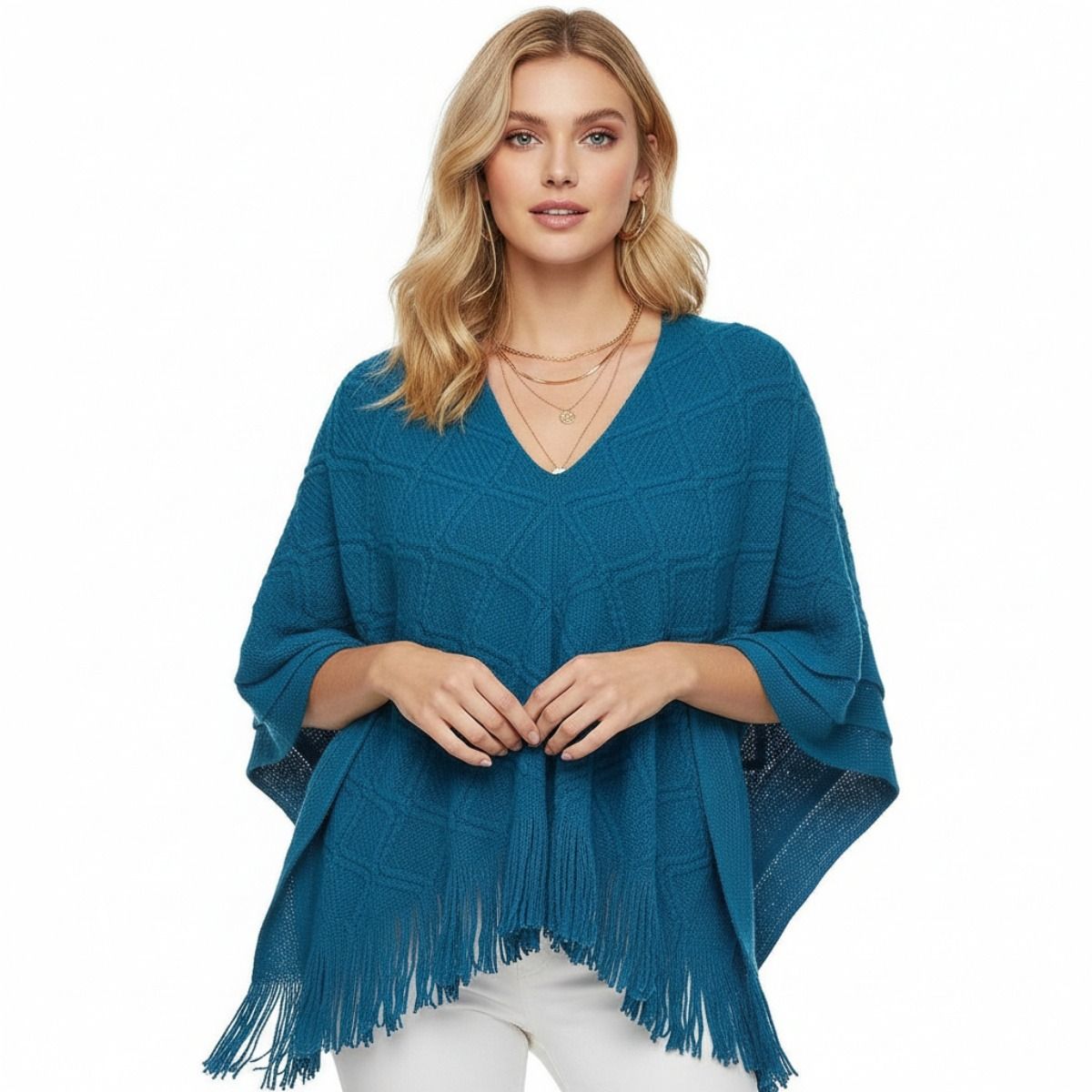 Teal Crochet Poncho