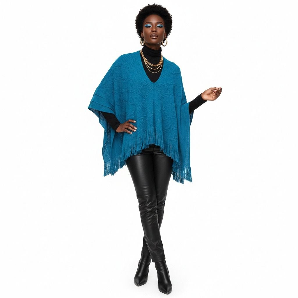 Teal Crochet Poncho