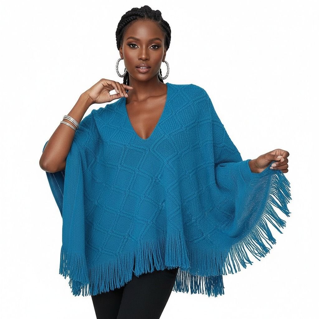 Teal Crochet Poncho
