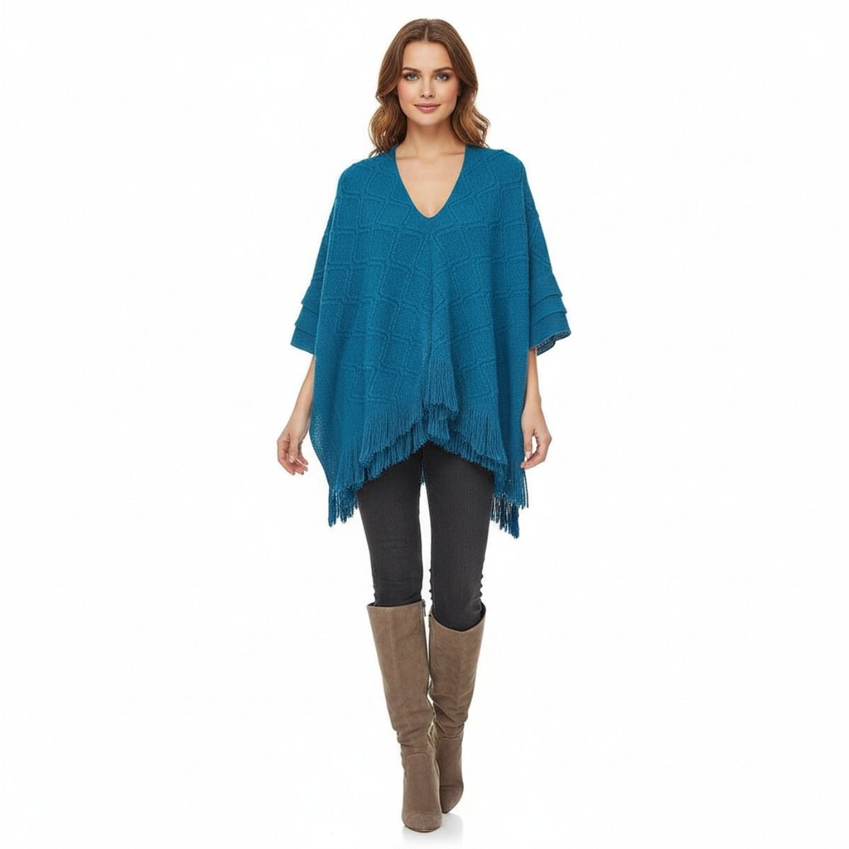 Teal Crochet Poncho