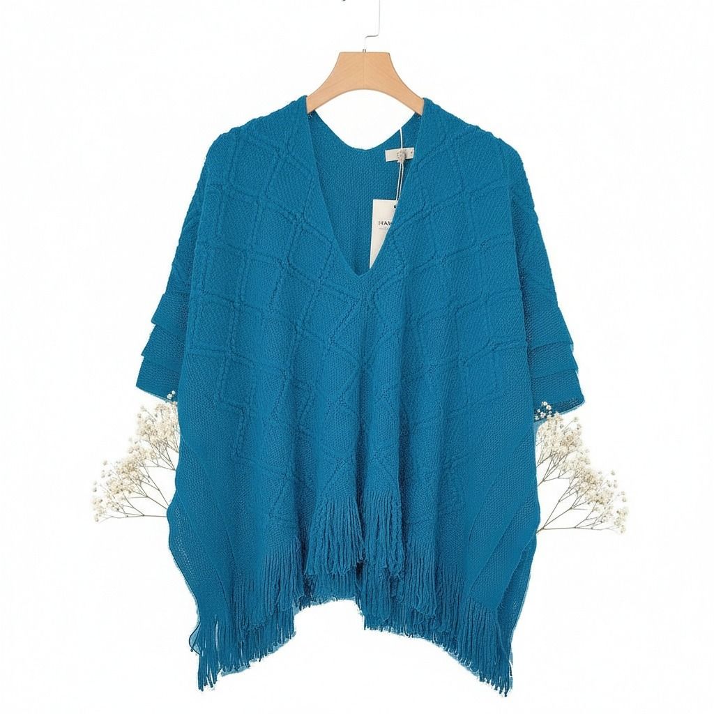 Teal Crochet Poncho