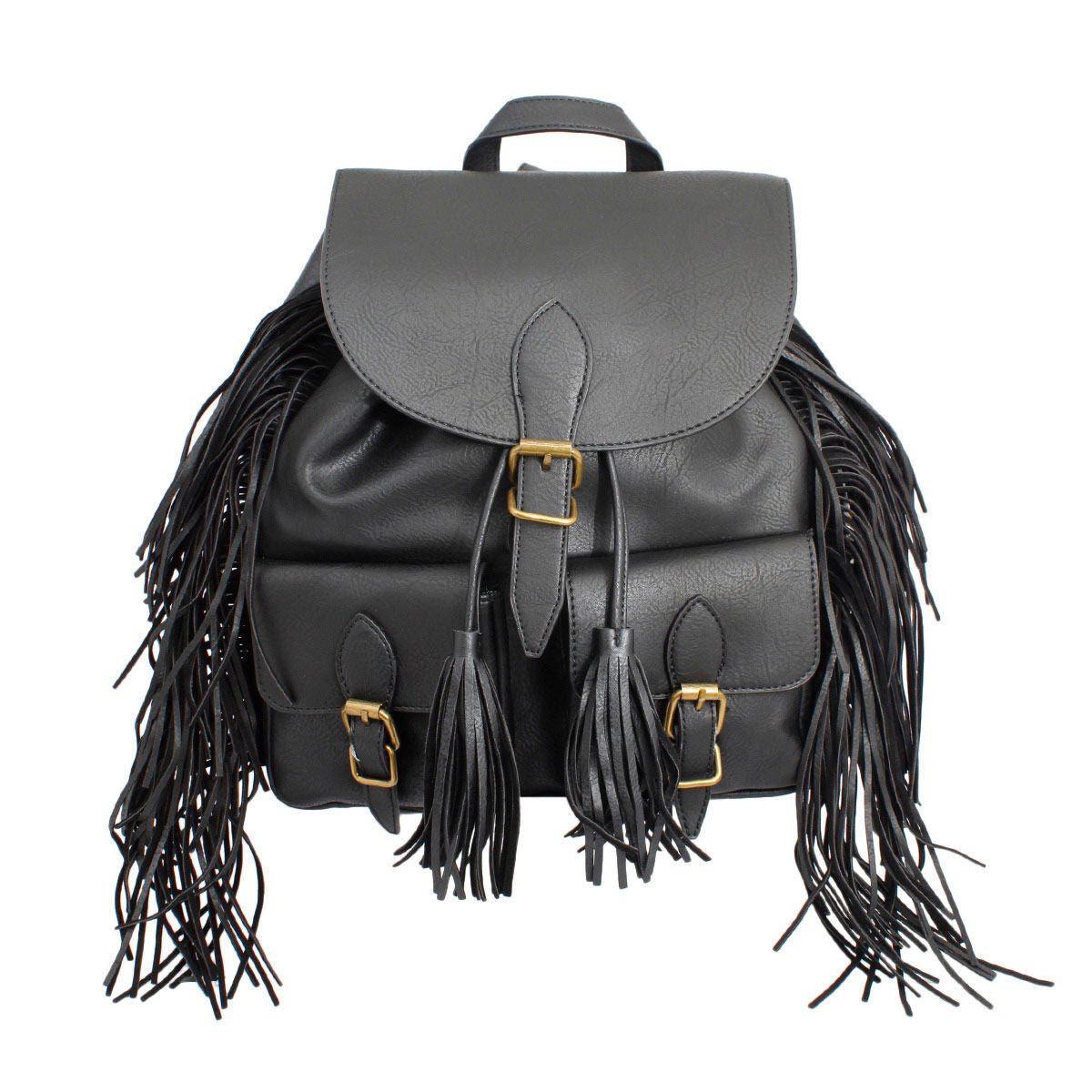 black leather fringe backpack Bag for Women – BBJewelry Color:Cast Iron-Puma Black 33 x 35 cm 40winkz USA Cpap Backpack color:tan