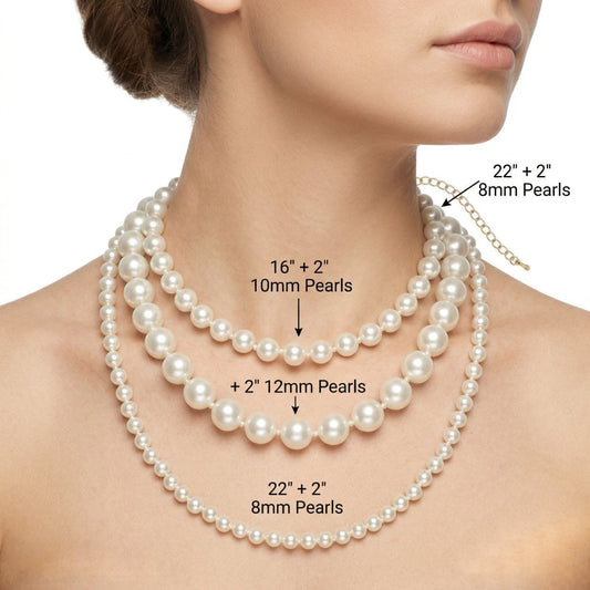 12mm Cream Glass Pearl Thread Knot Necklace