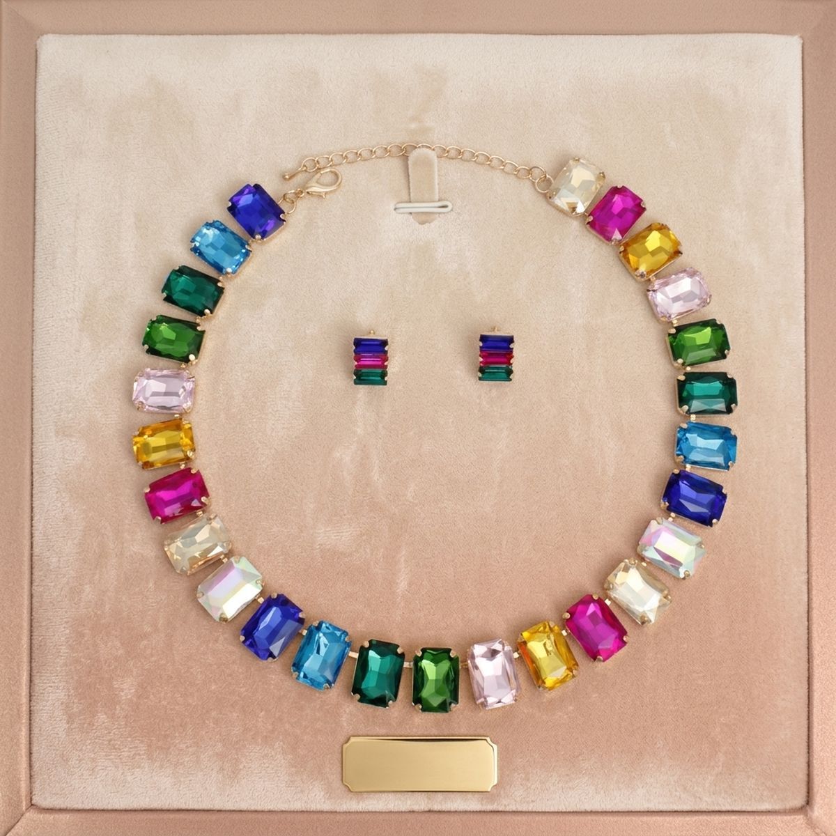 Tennis Multicolor Glass Radiant Crystal Necklace