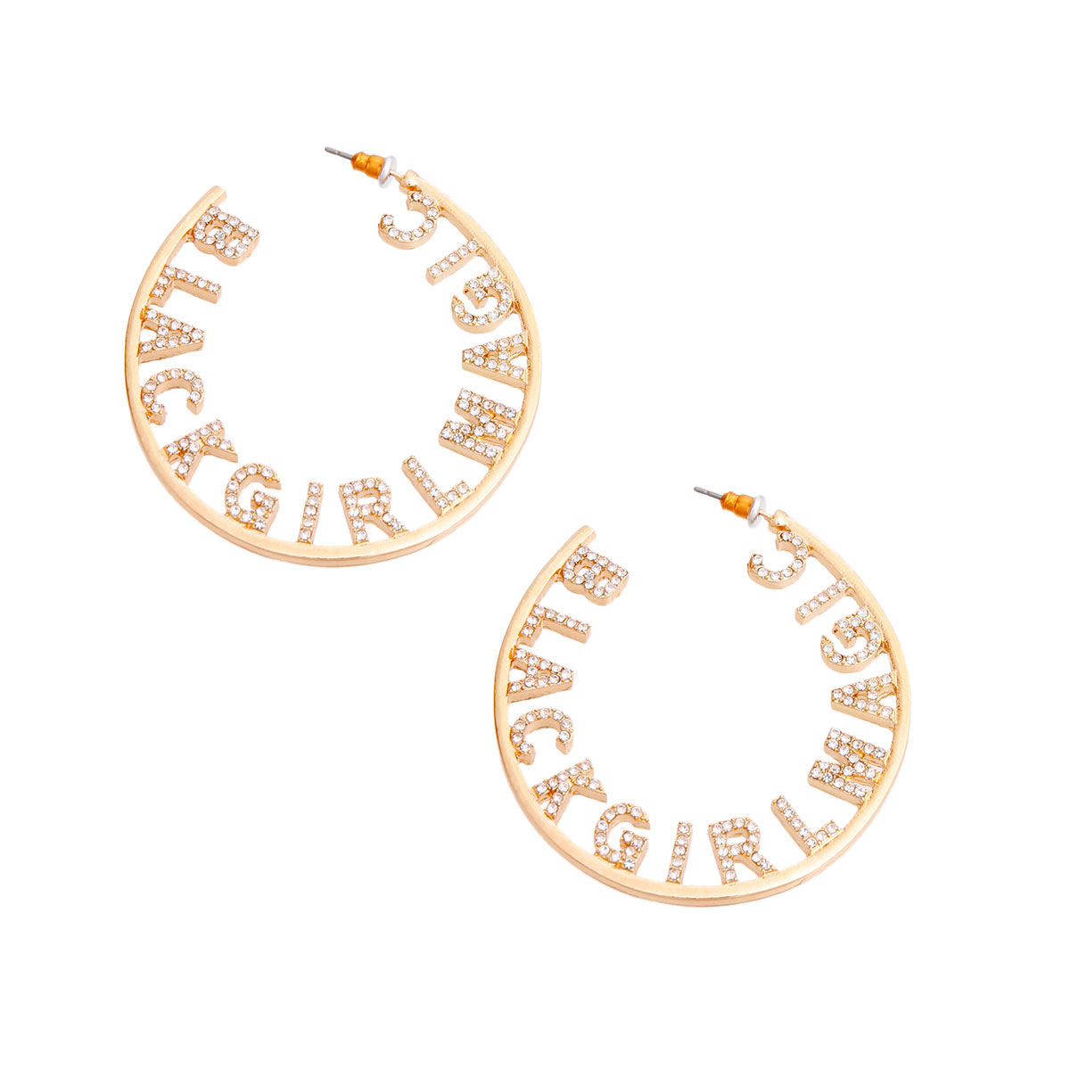 Gold BLACK GIRL MAGIC Hoops