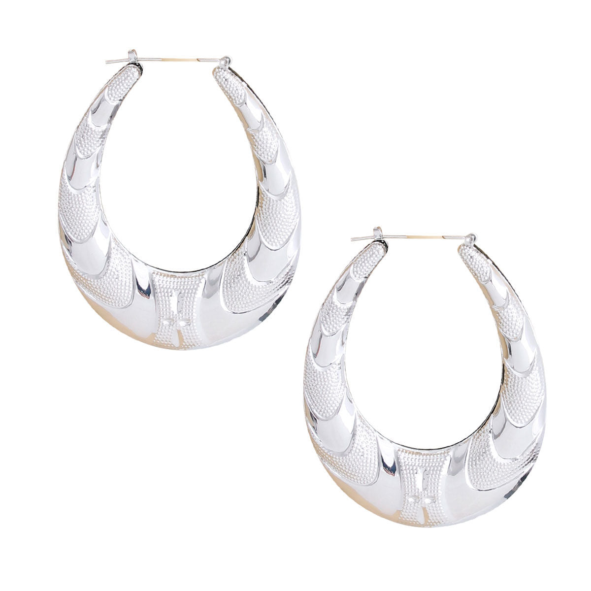 Large Silver Teardrop Bamboo Hoops
