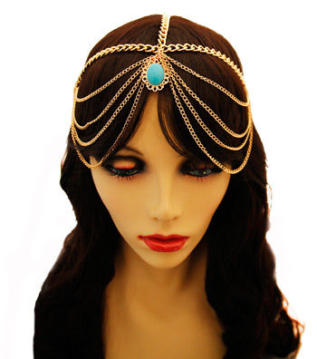 Gold and Turquoise Head Chain