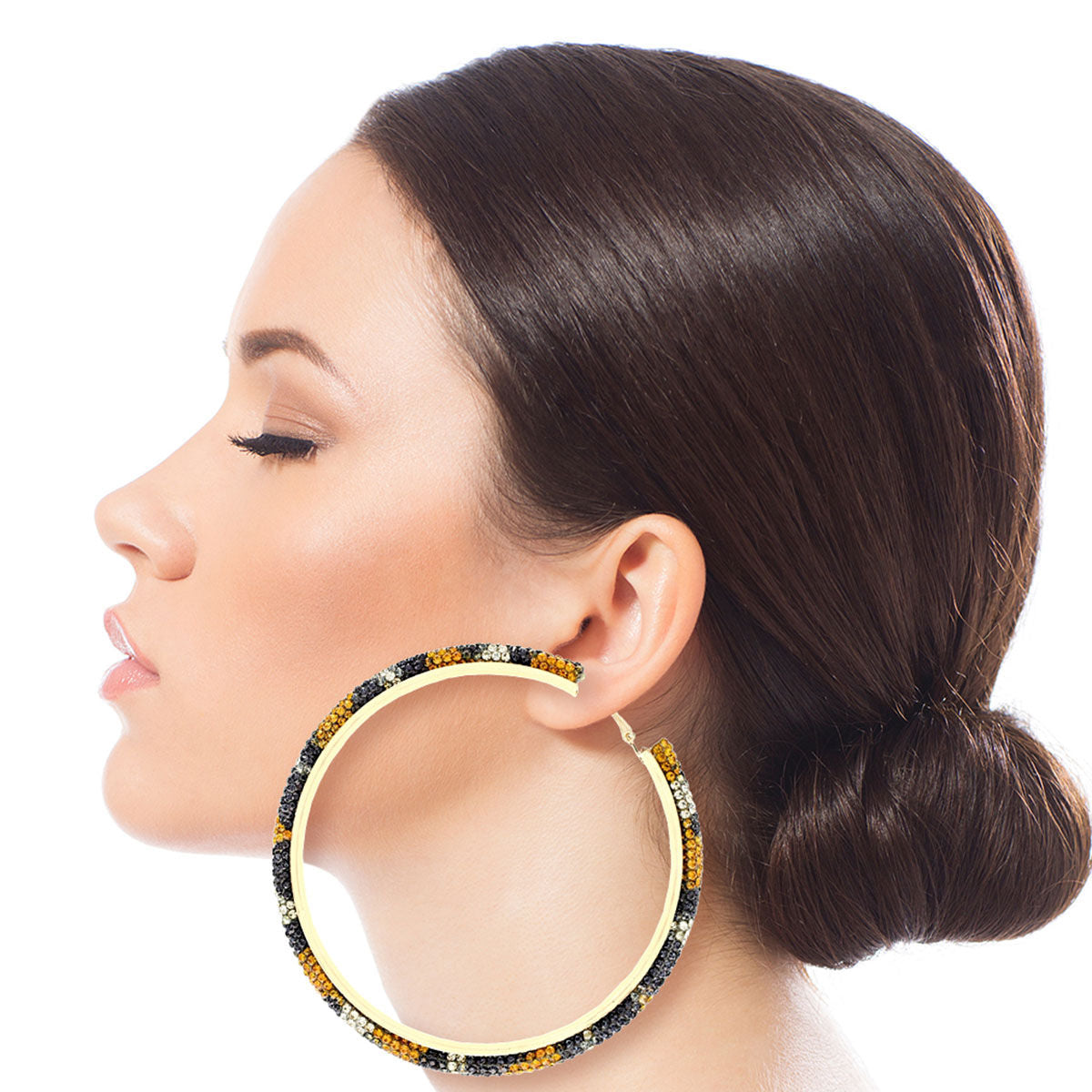 Leopard Rhinestone Hoops