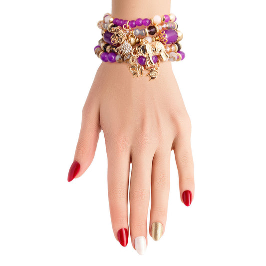 Purple Bead Elephant Bracelets