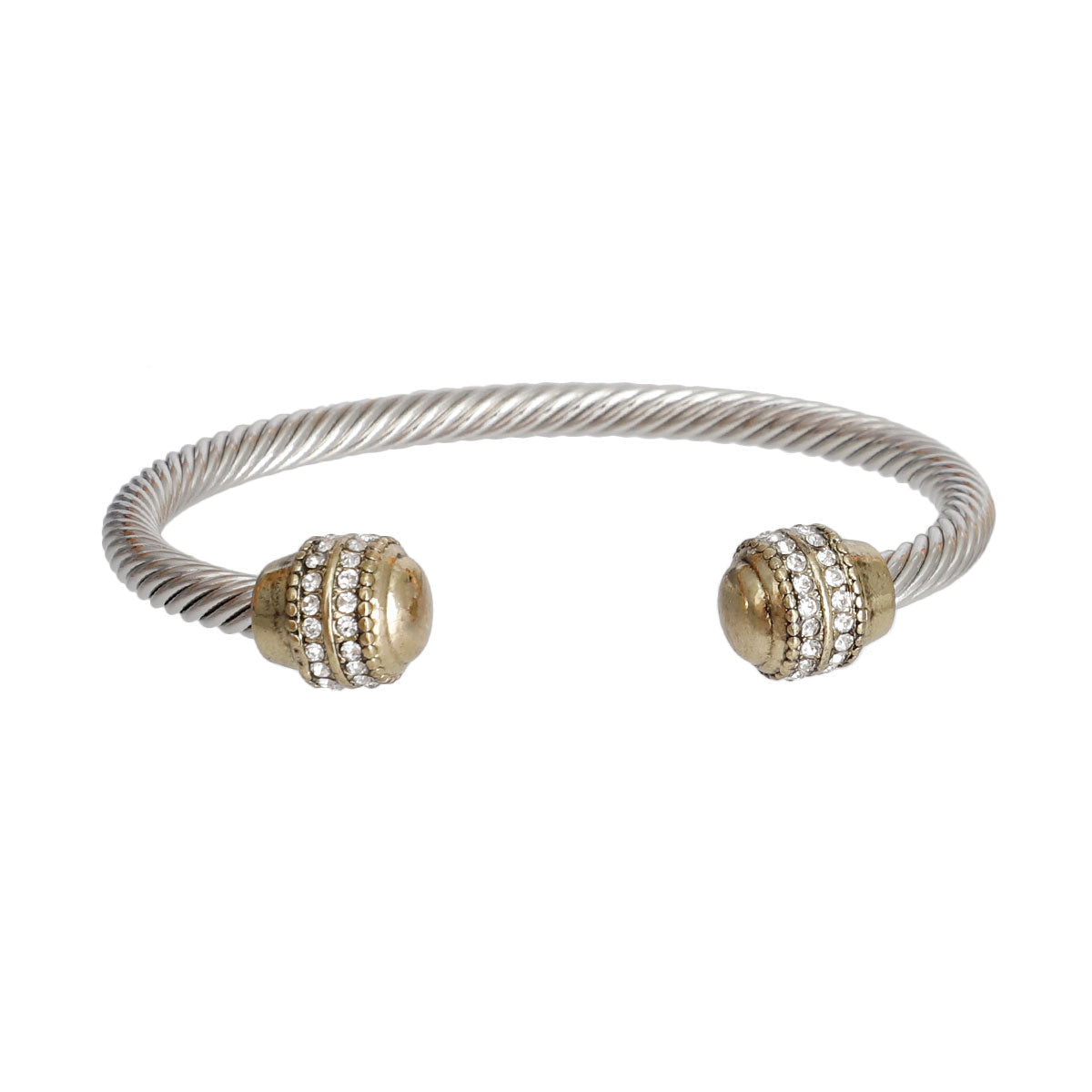 Mixed Metal Cable Classic Stone Bangle
