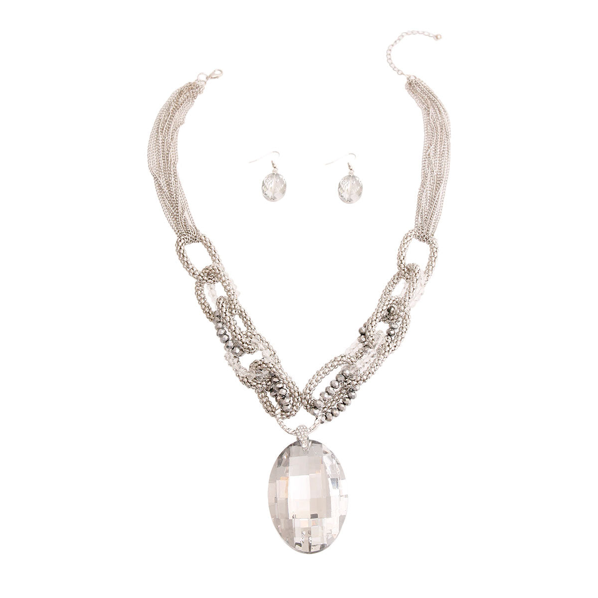 Clear Oval Crystal Chain Set