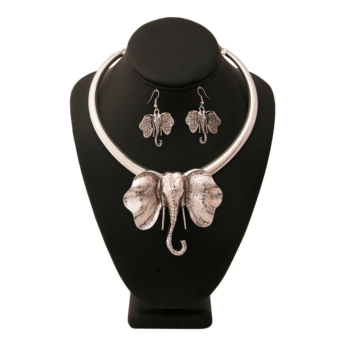 Burnished Metal Elephant Necklace Set