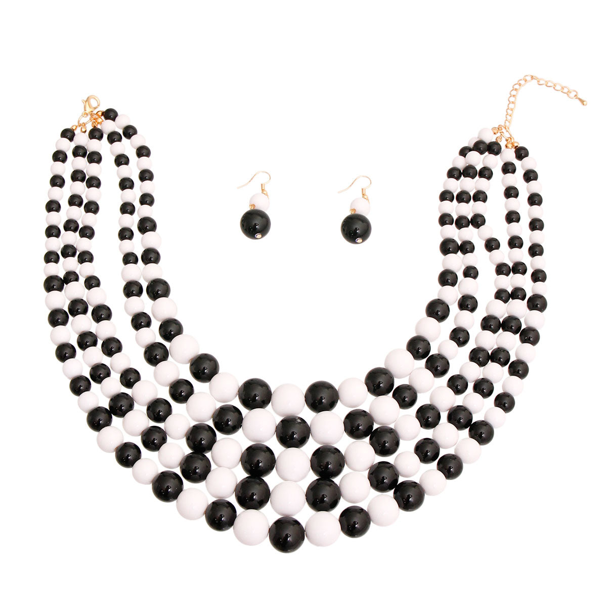 Black and White Pearl 5 Strand Set