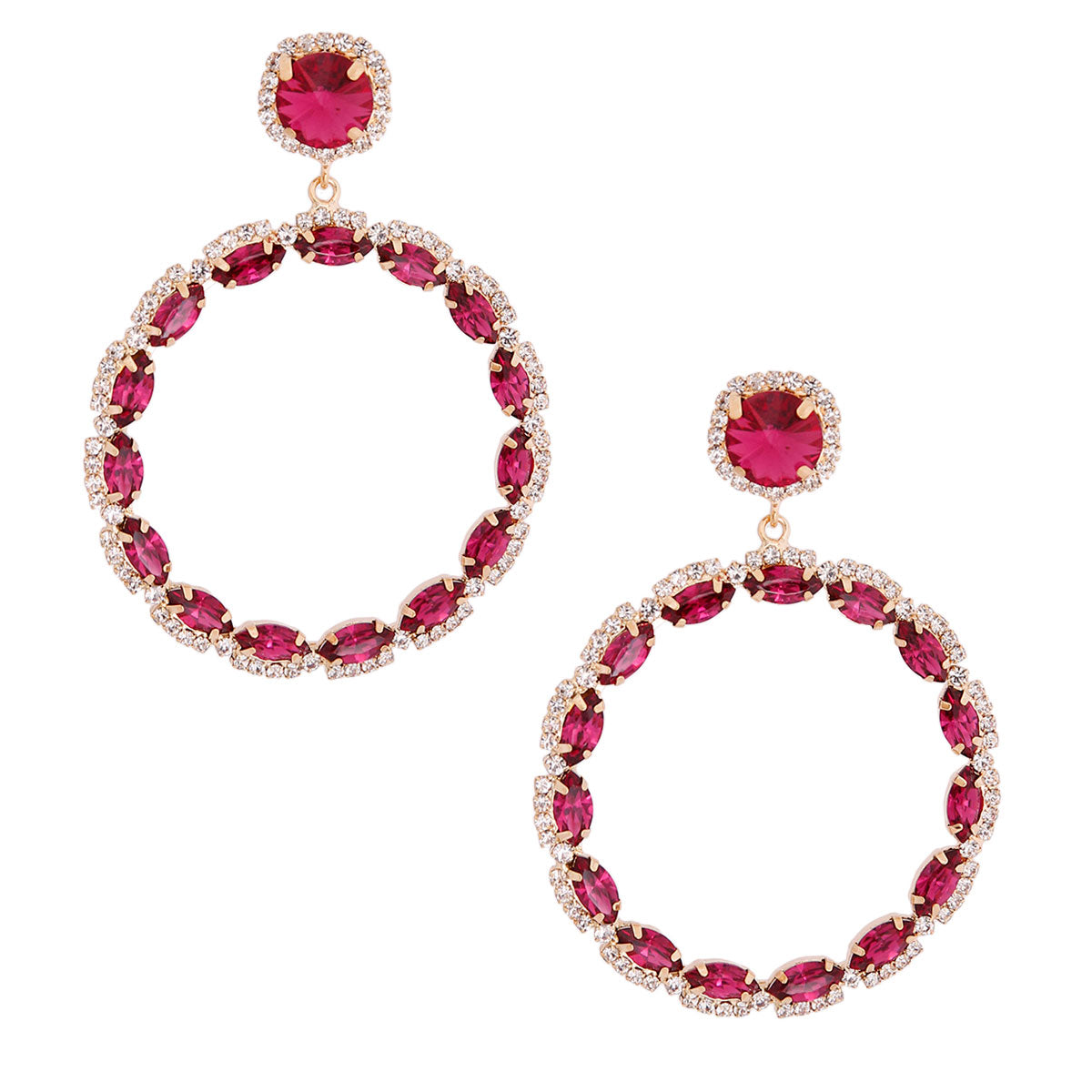 Elegant Purple Marquise Circle Earrings