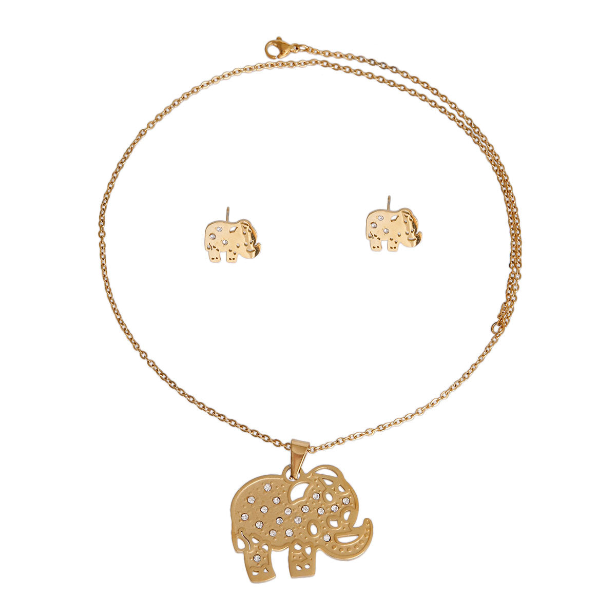 Gold Stainless Steel Elephant Necklace