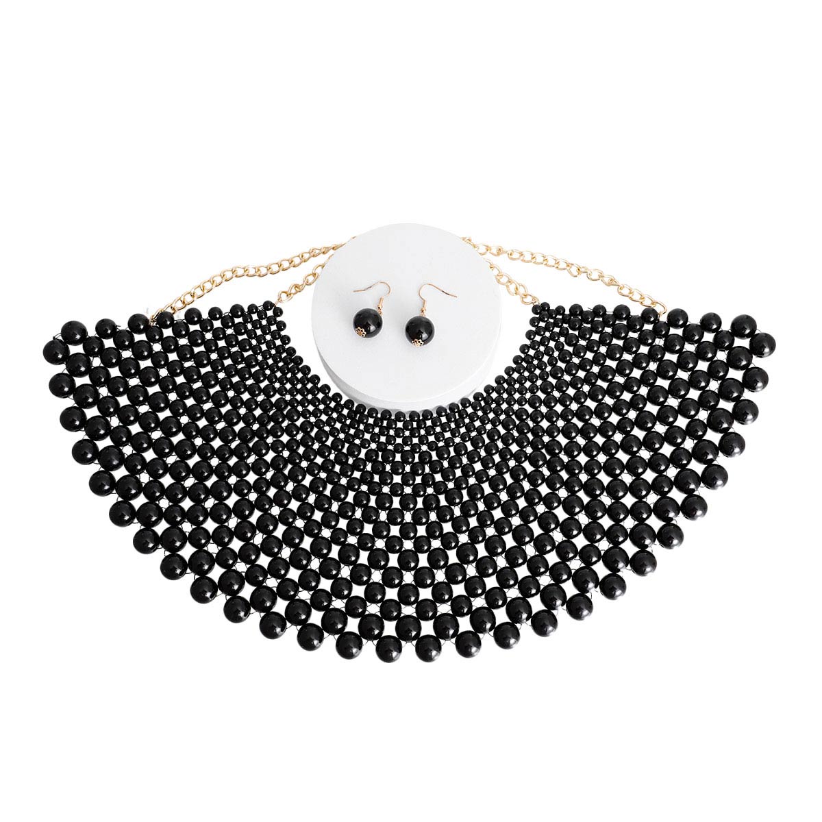 Black Pearl Bib Choker Necklace