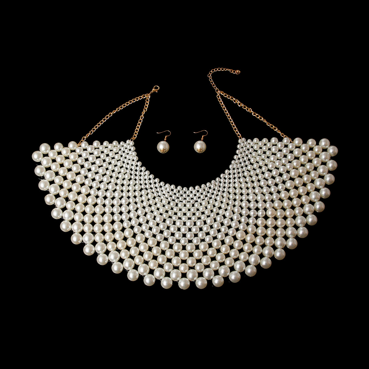 Cream Pearl Bib Necklace Set