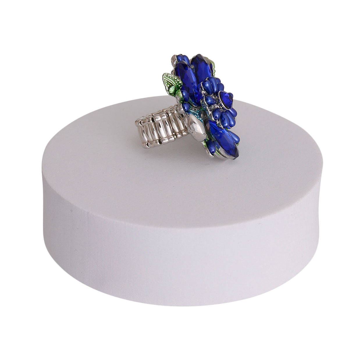 Royal Blue Teardrop Pearl Flower Ring