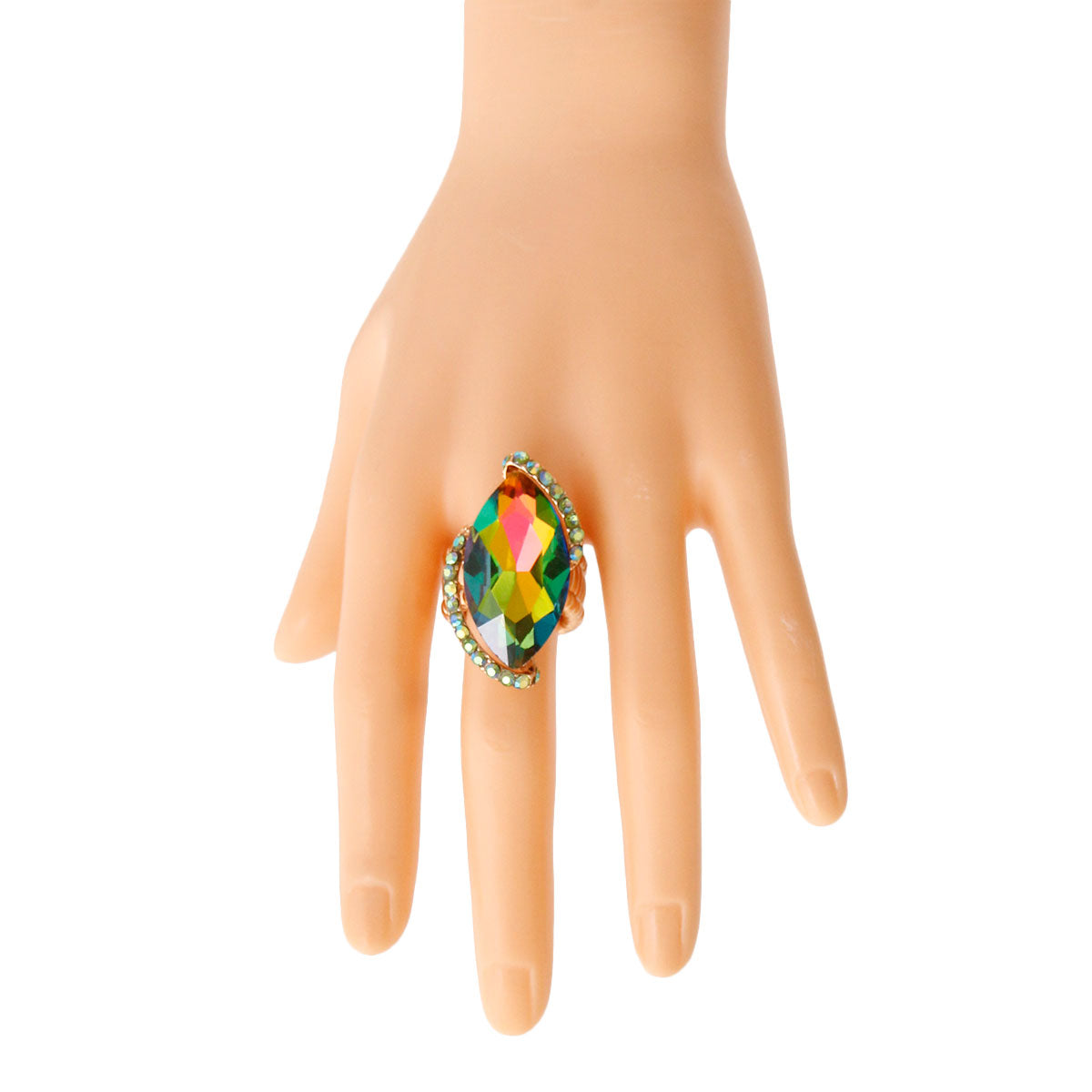 Multi Pink Green Marquise Ring
