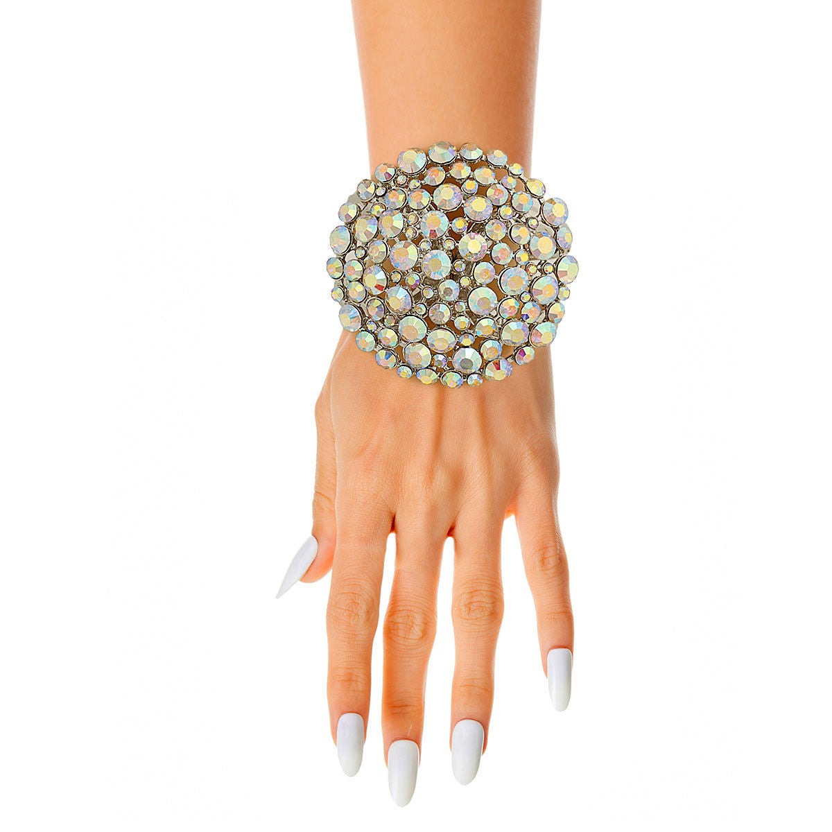 Aurora Borealis Rhinestone Dome Cluster Cuff