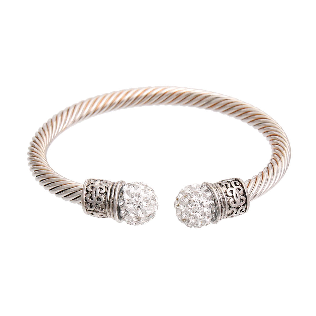 Clear Rhinestone Cable Bangle