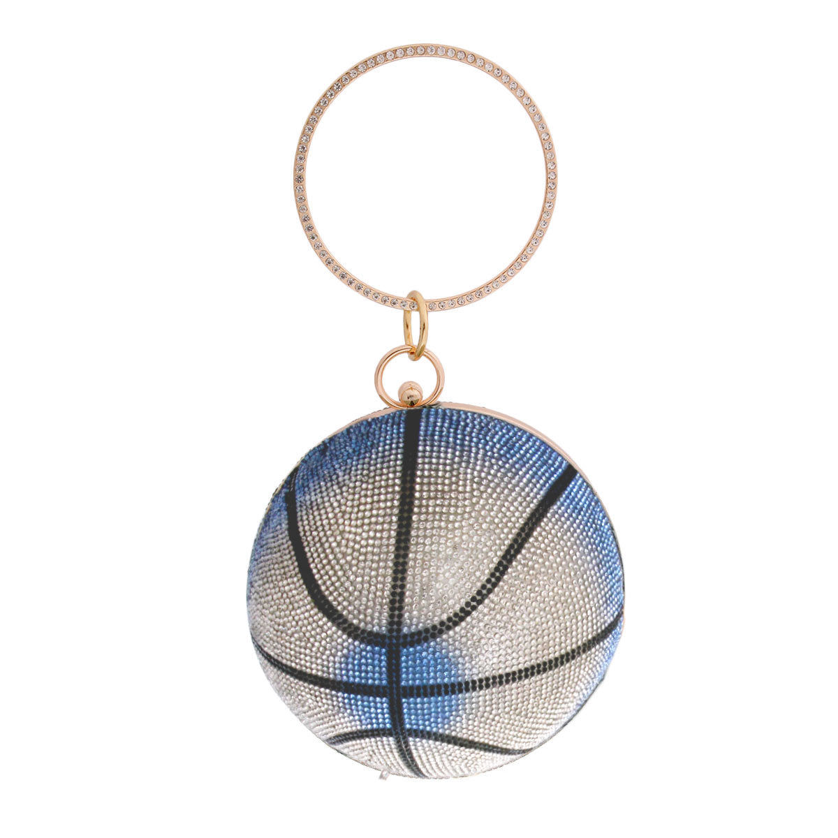 Blue Rhinestone Basketball Clutch