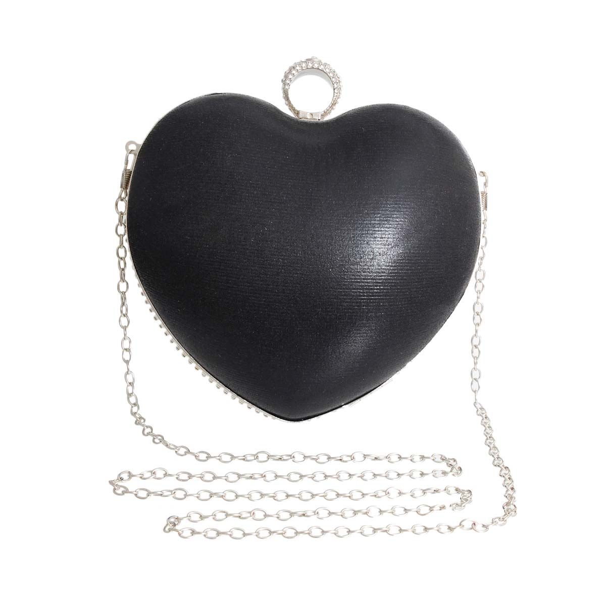 Black Crystal Heart Clutch