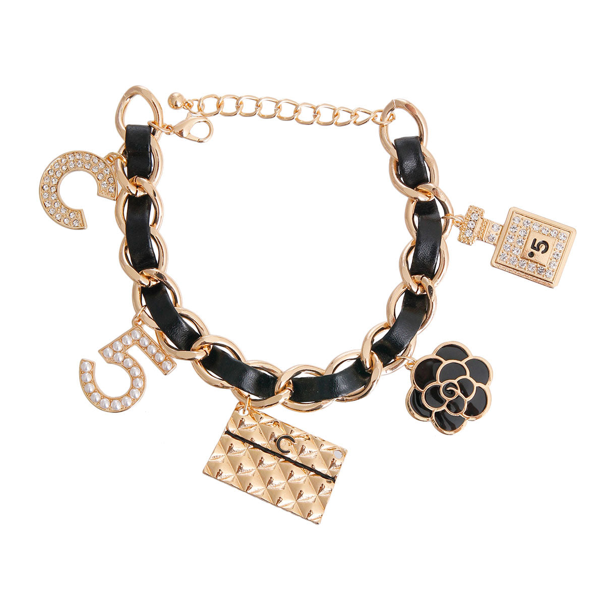 Designer CC Charms Gold Black Bracelets