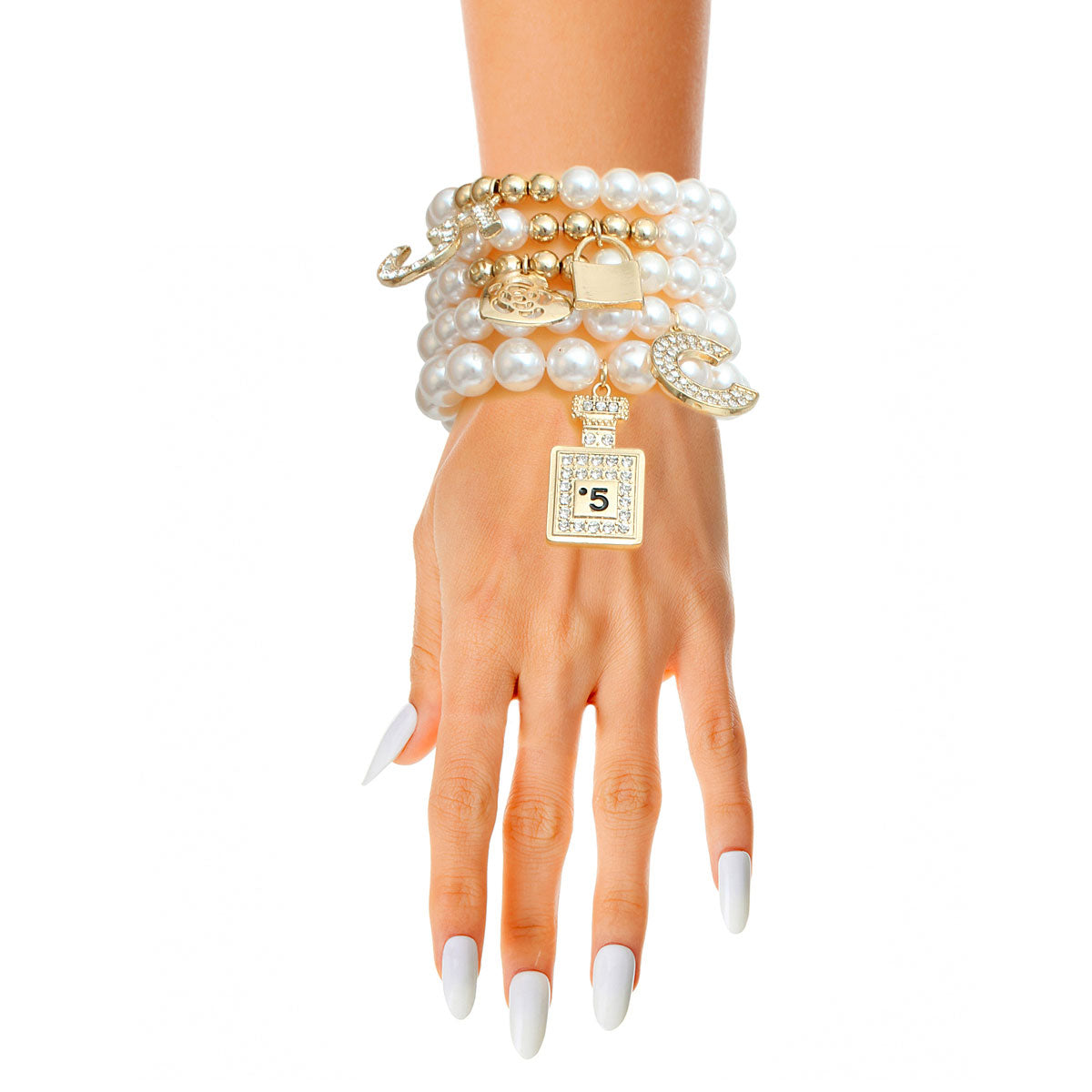 White Pearl Boutique Charm Bracelets