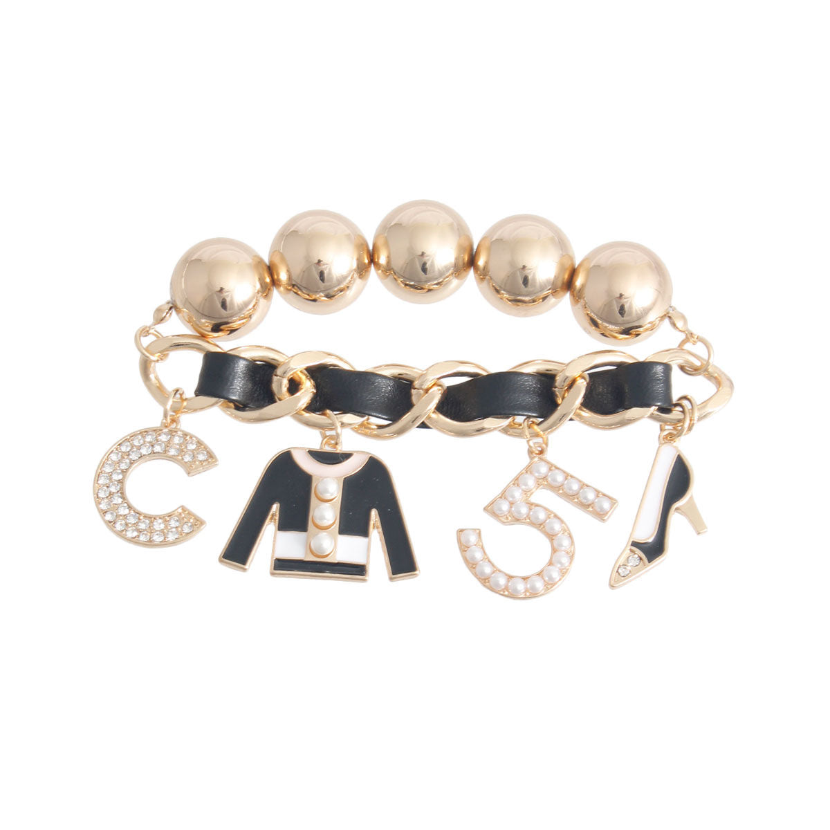 Gold Ball Sweater Charm Bracelet