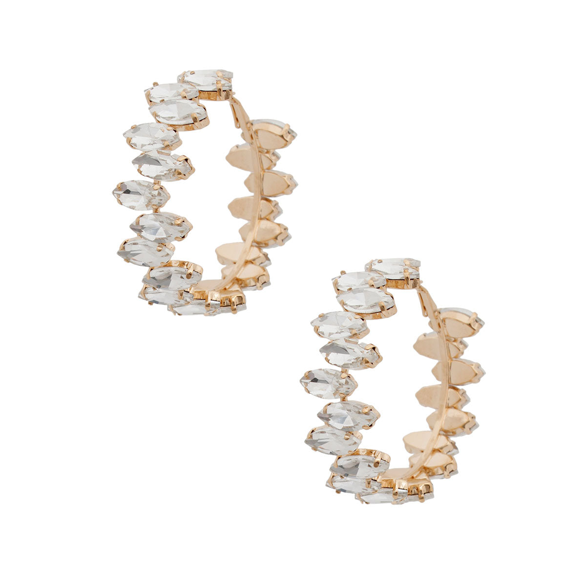 Gold Marquise Glass Crystal Hoops