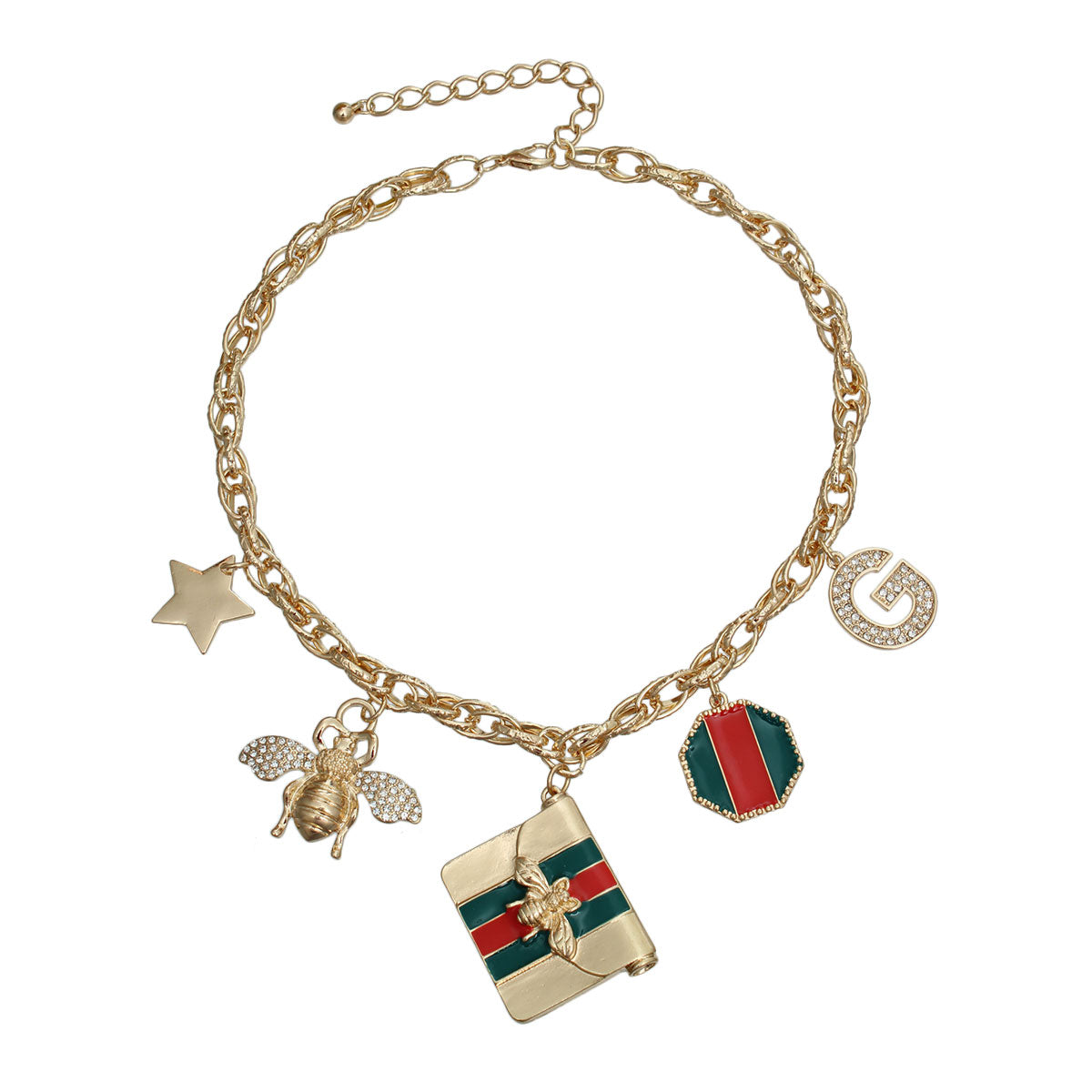 Gold Red and Green Designer Charm Chain