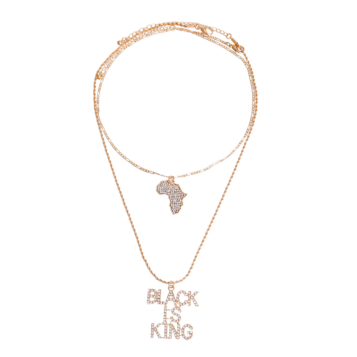Gold Double Chain Black is King Necklace