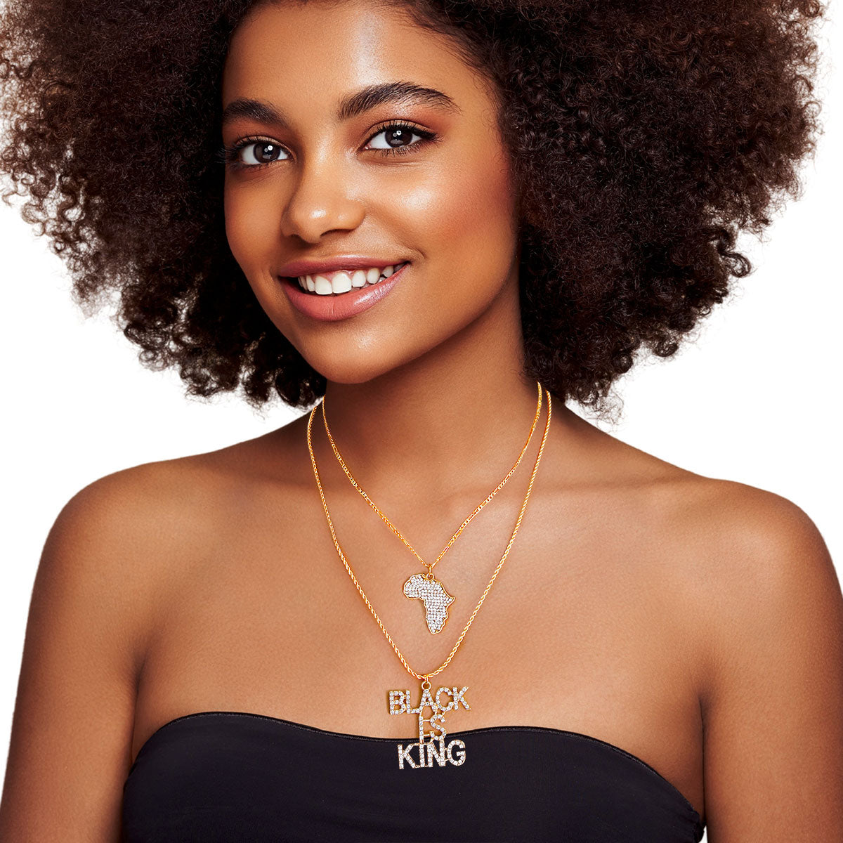 Gold Double Chain Black is King Necklace