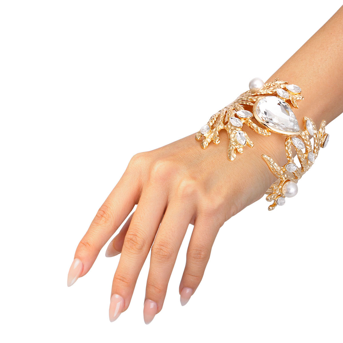 Clear Gold Branched Crystal Cuff