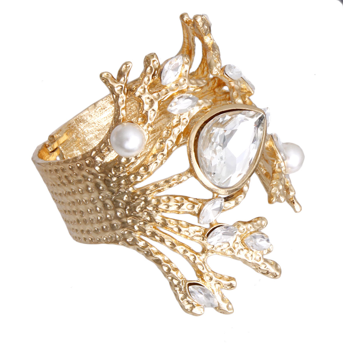 Clear Gold Branched Crystal Cuff
